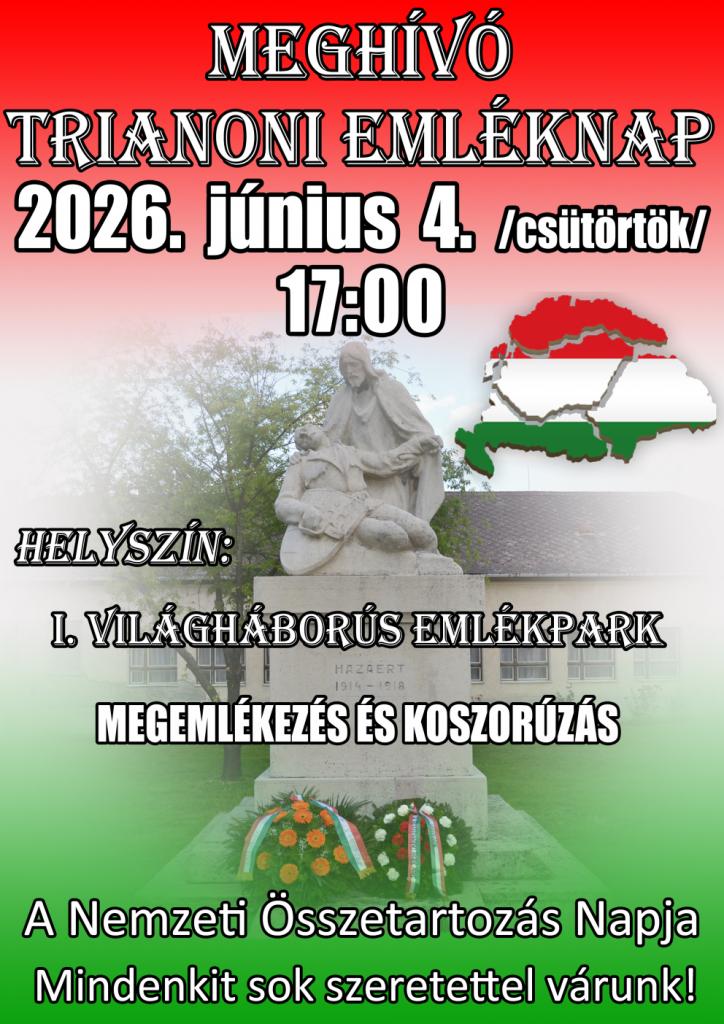 Meghívó "Trianoni emléknap" megemlékezésre